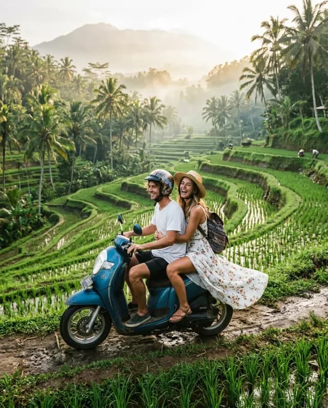 Rice terrace scooter, Bali